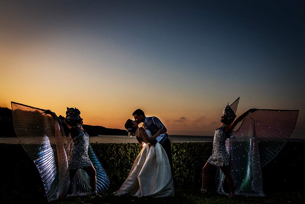 fotografo bodas Santander Magy Ivan beso atardecer